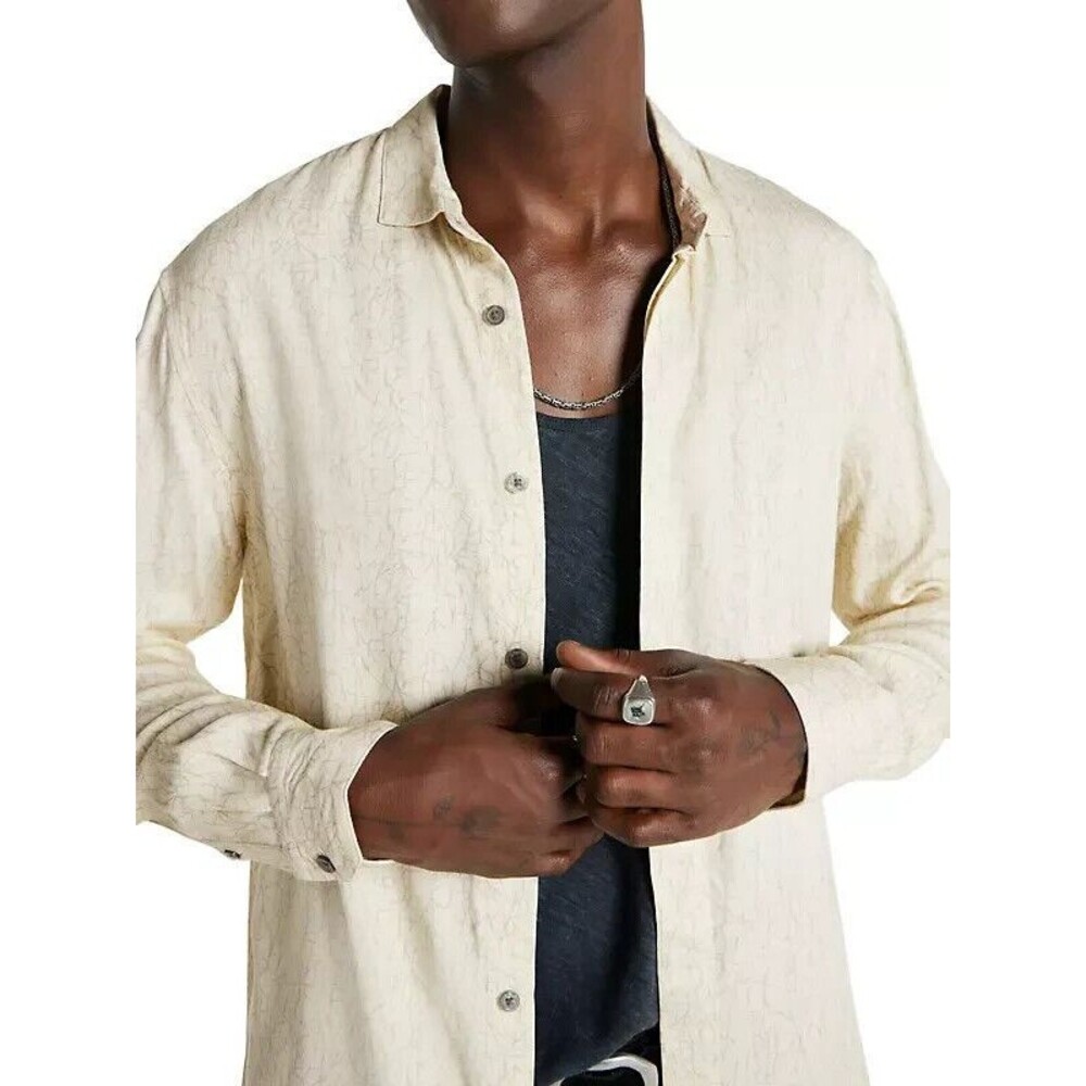 JOHN VARVATOS Shirt Mens Small Yellow Pastel Button Up RODNEY Sport $228